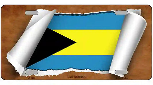 Bahamas Flag Scroll Metal Novelty License Plate