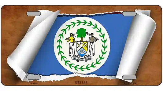 Belize Flag Scroll Metal Novelty License Plate