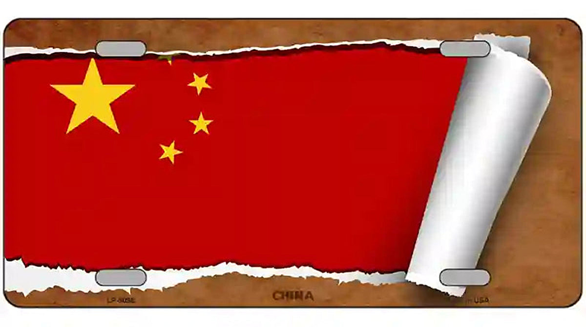 China Flag Scroll Metal Novelty License Plate