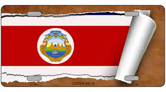 Costa Rica Flag Scroll Metal Novelty License Plate