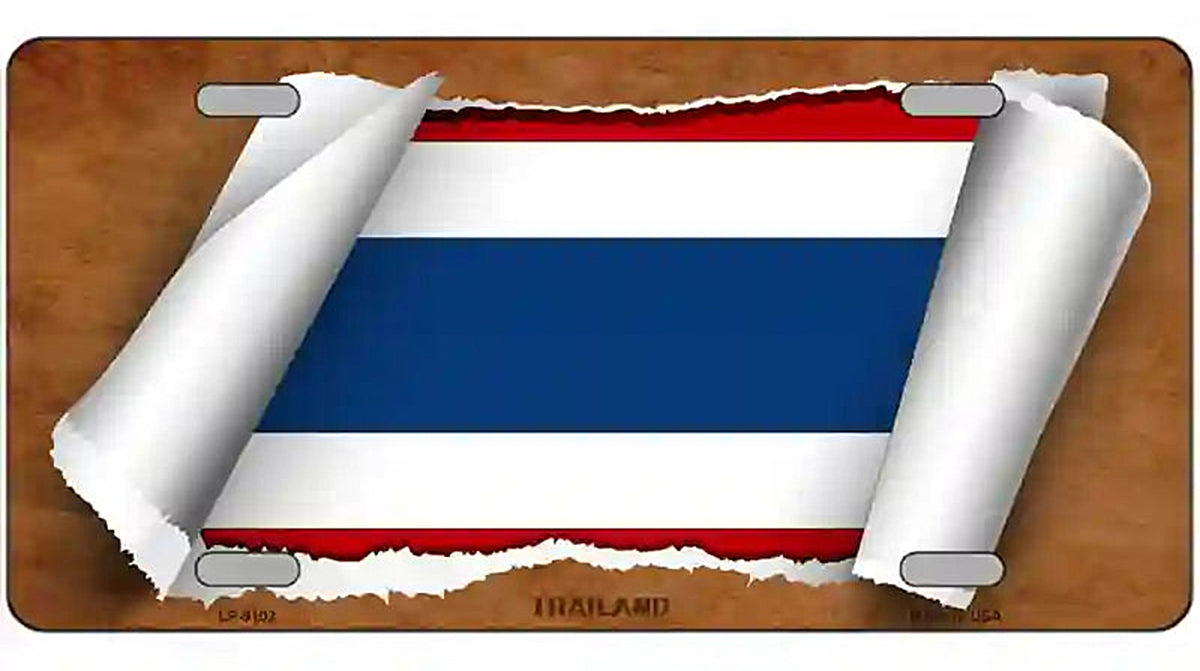Thailand Flag Scroll Metal Novelty License Plate