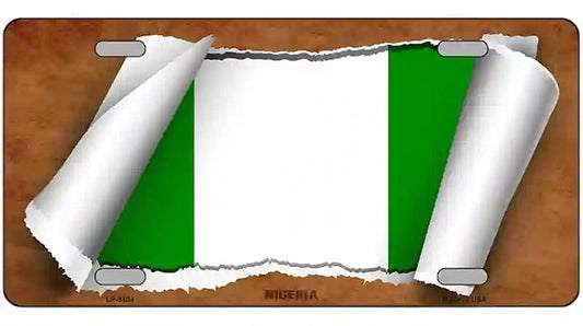 Nigeria Flag Scroll Metal Novelty License Plate