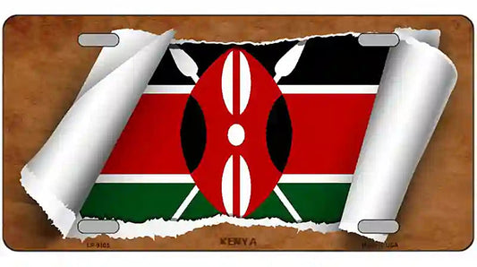 Kenya Flag Scroll Metal Novelty License Plate