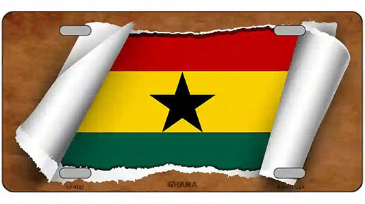 Ghana Flag Scroll Metal Novelty License Plate