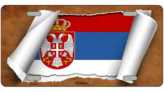 Serbia/Eagle Flag Scroll Metal Novelty License Plate