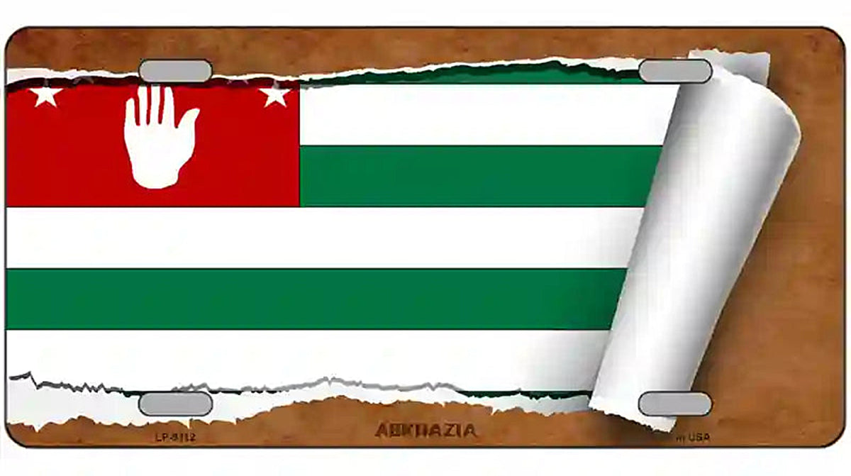 Abkhazia Flag Scroll Metal Novelty License Plate
