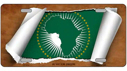 African Union Flag Scroll Metal Novelty License Plate