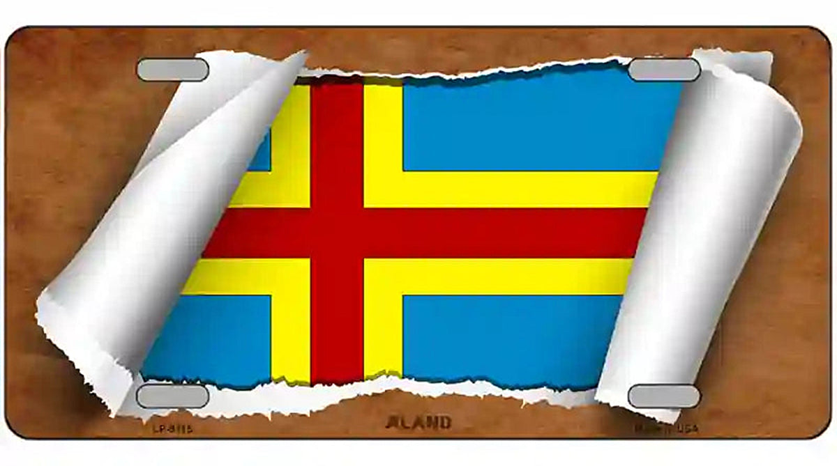 Aland Flag Scroll Metal Novelty License Plate