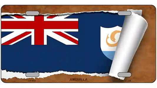 Anguilla Flag Scroll Metal Novelty License Plate