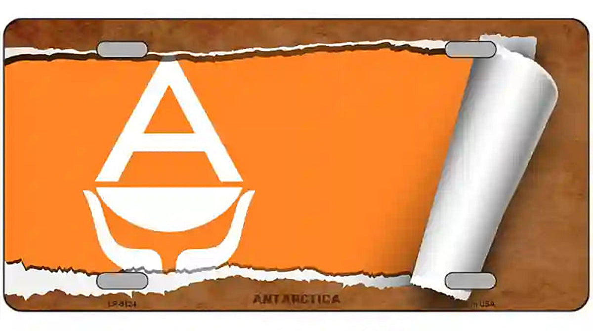 Antarctica Flag Scroll Metal Novelty License Plate