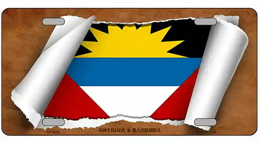 Antigua & Barbuda Flag Scroll Metal Novelty License Plate