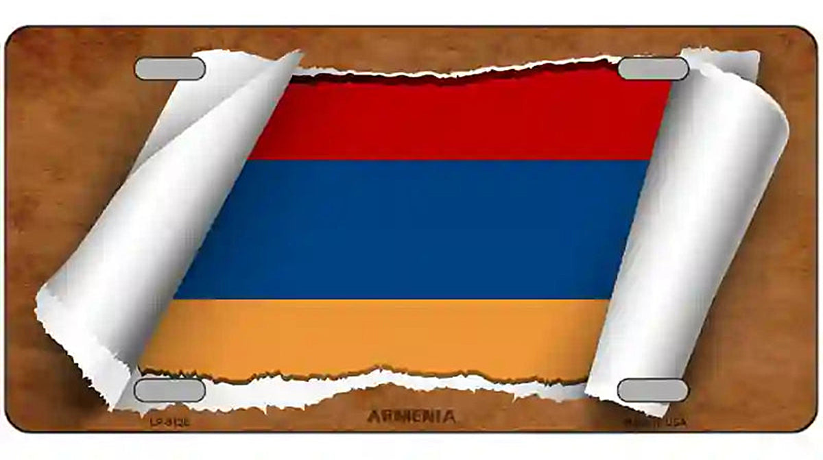 Armenia Flag Scroll Metal Novelty License Plate