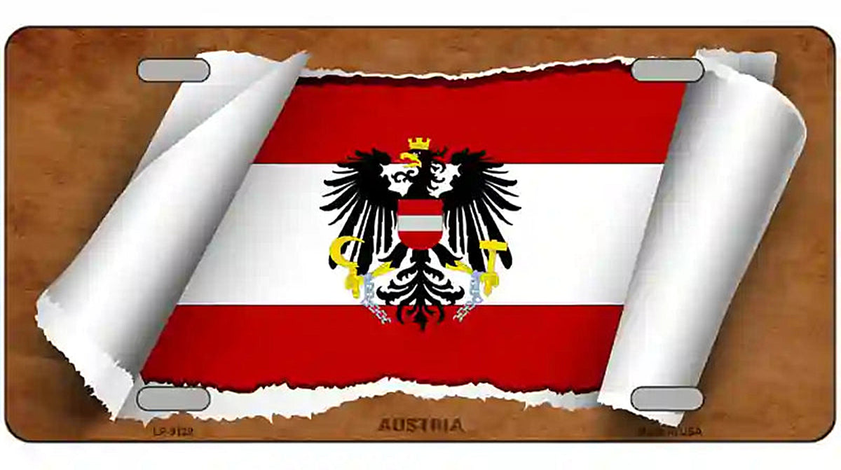 Austria Flag Scroll Metal Novelty License Plate