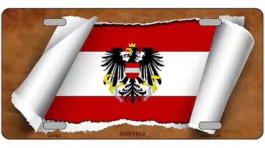 Austria Flag Scroll Metal Novelty License Plate