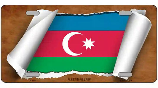 Azerbaijan Flag Scroll Metal Novelty License Plate