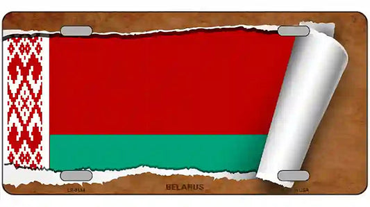 Belarus Flag Scroll Metal Novelty License Plate