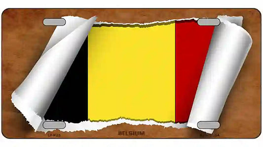 Belgium Flag Scroll Metal Novelty License Plate