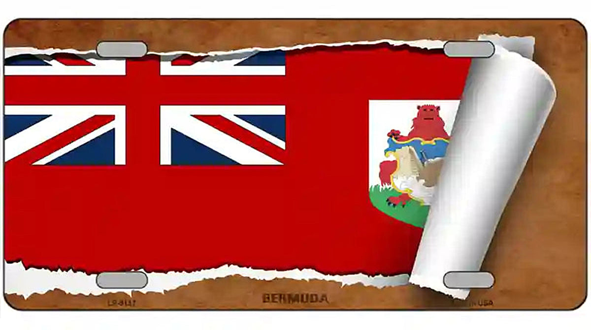 Bermuda Flag Scroll Metal Novelty License Plate