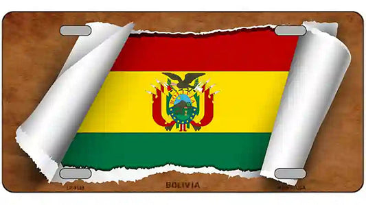 Bolivia Flag Scroll Metal Novelty License Plate