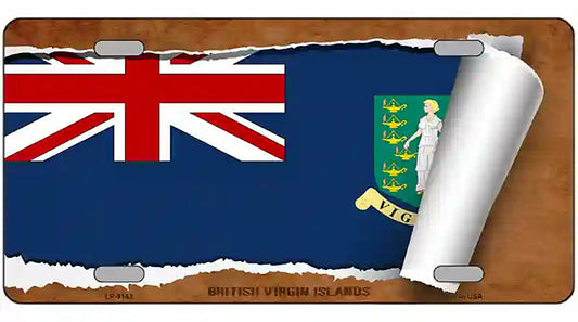 British Virgin Island Flag Scroll Metal Novelty License Plate