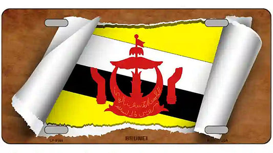Brunei Flag Scroll Metal Novelty License Plate