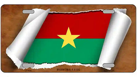 Burkina Faso Flag Scroll Metal Novelty License Plate