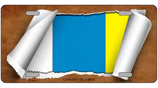 Canary Island Flag Scroll Metal Novelty License Plate