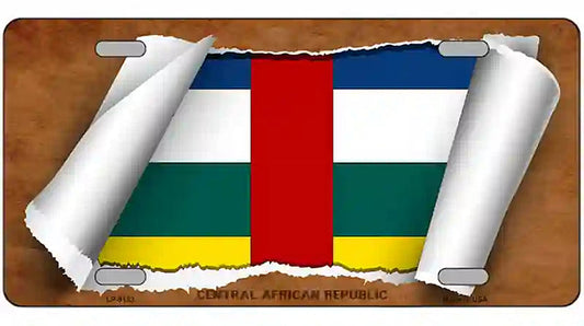 Central African Republic Flag Scroll Metal Novelty License Plate