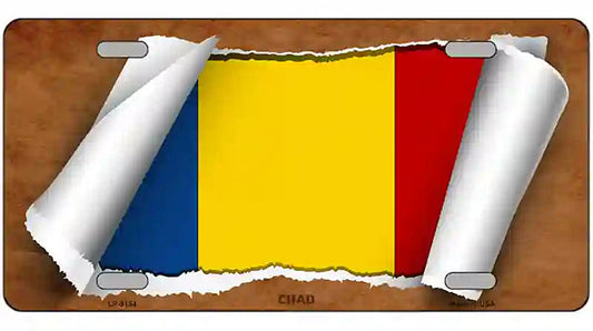 Chad Flag Scroll Metal Novelty License Plate