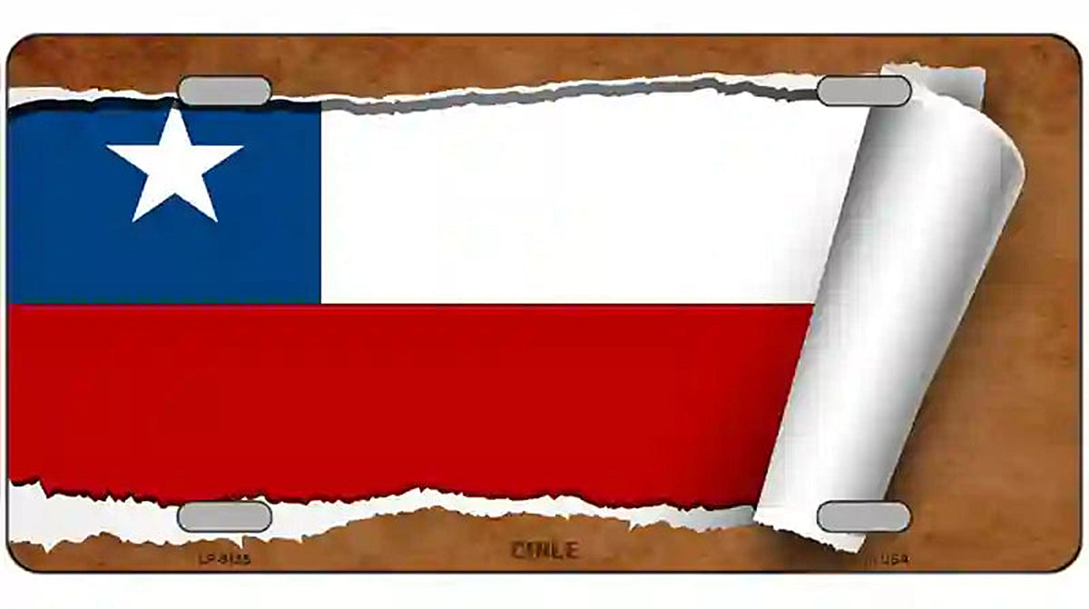 Chile Flag Scroll Metal Novelty License Plate