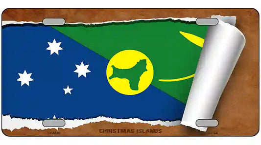 Christmas Islands Flag Scroll Metal Novelty License Plate