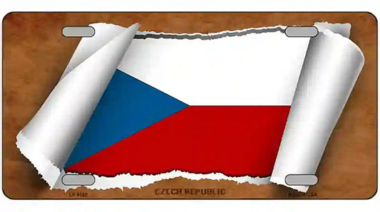 Czech Republic Flag Scroll Metal Novelty License Plate