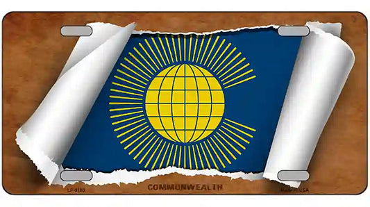 Commonwealth Flag Scroll Metal Novelty License Plate
