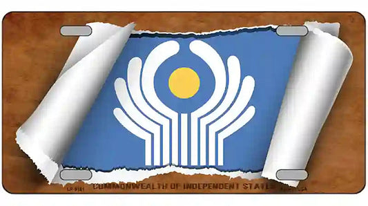 Commonwealth of Independent States Flag Scroll Metal Novelty License Plate