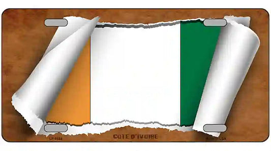 Cote DIvoire Flag Scroll Metal Novelty License Plate