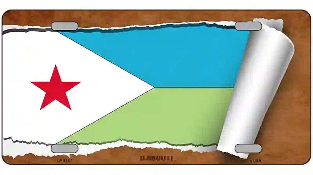 Djibouti Flag Scroll Metal Novelty License Plate