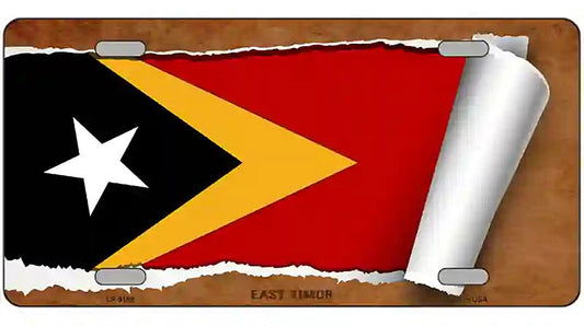 East Timor Flag Scroll Metal Novelty License Plate