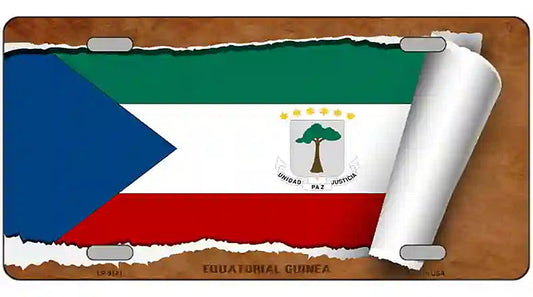 Equatorial Guinea Flag Scroll Metal Novelty License Plate