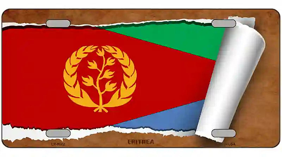Eritrea Flag Scroll Metal Novelty License Plate
