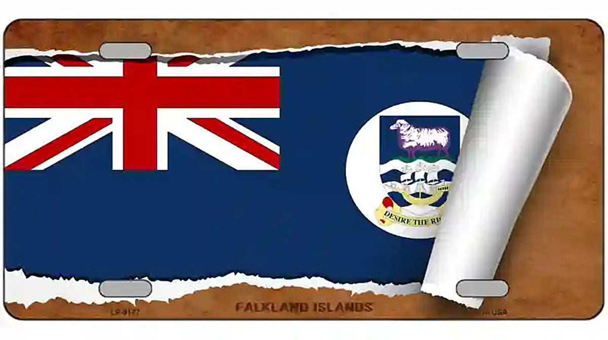 Falkland Islands Flag Scroll Metal Novelty License Plate