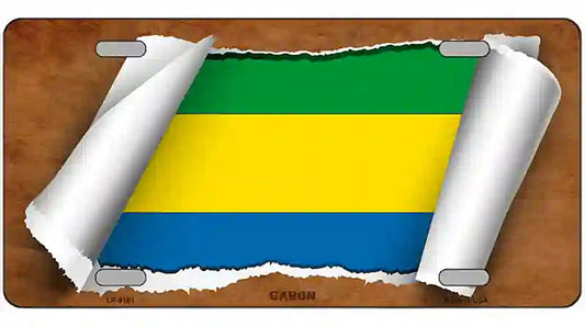 Gabon Flag Scroll Metal Novelty License Plate