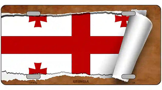 Georgia Country Flag Scroll Metal Novelty License Plate