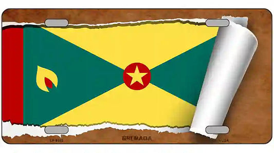 Grenada Flag Scroll Metal Novelty License Plate