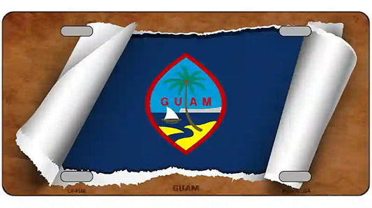 Guam Flag Scroll Metal Novelty License Plate