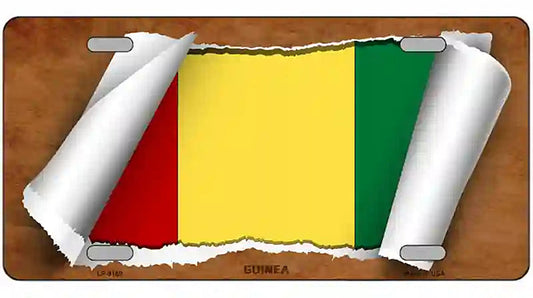 Guinea Flag Scroll Metal Novelty License Plate