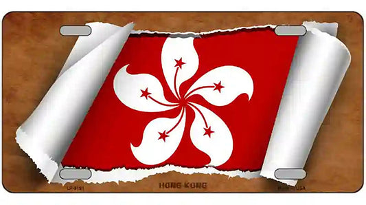 Hong Kong Flag Scroll Metal Novelty License Plate