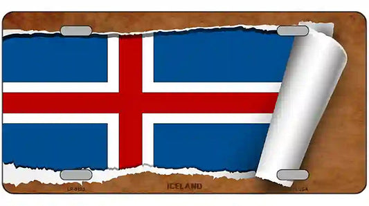 Iceland Flag Scroll Metal Novelty License Plate