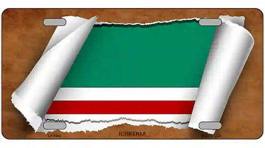 Ichkeria Flag Scroll Metal Novelty License Plate