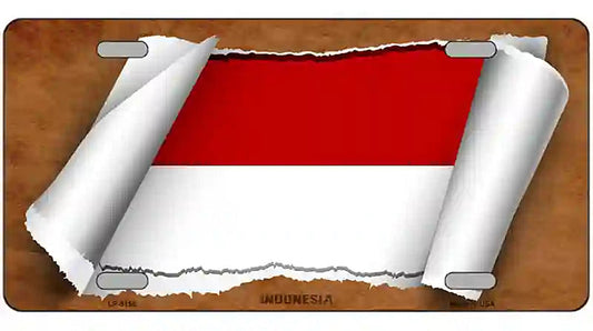 Indonesia Flag Scroll Metal Novelty License Plate