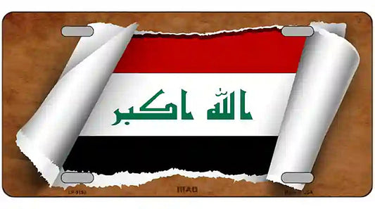 Iraq Flag Scroll Metal Novelty License Plate